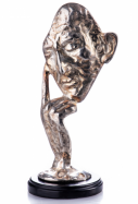 bronzov stbrn socha Myslitel maska 2